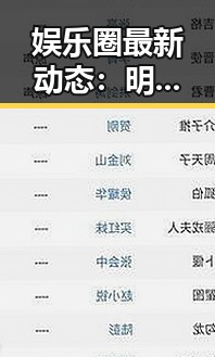 娱乐圈最新动态:明星私生活大揭秘,网友炸锅!